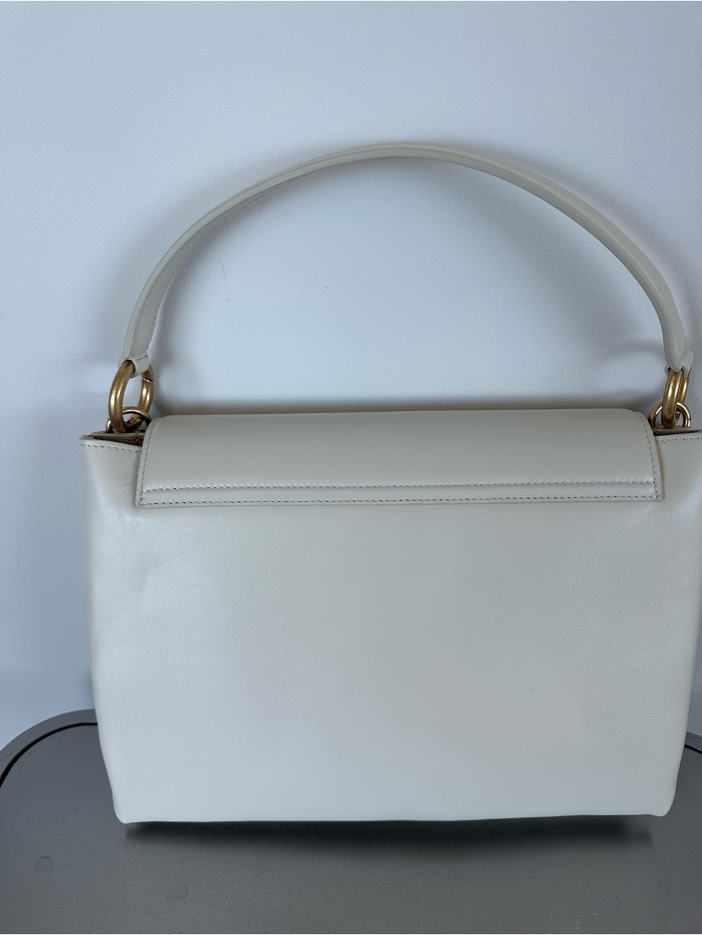 Bouguessa White Italian Leather Convertible Shoulder Crossbody Bag - Picture 2 of 9